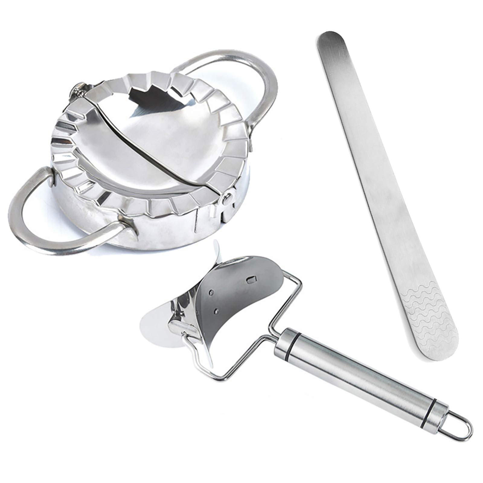 Stainless Steel Dumpling Maker Set - 3 Piece Easy to Use Kitchen Tool for Homemade Dumplings | Perfect for Asian Cooking, Family Meals & Party Food Prep