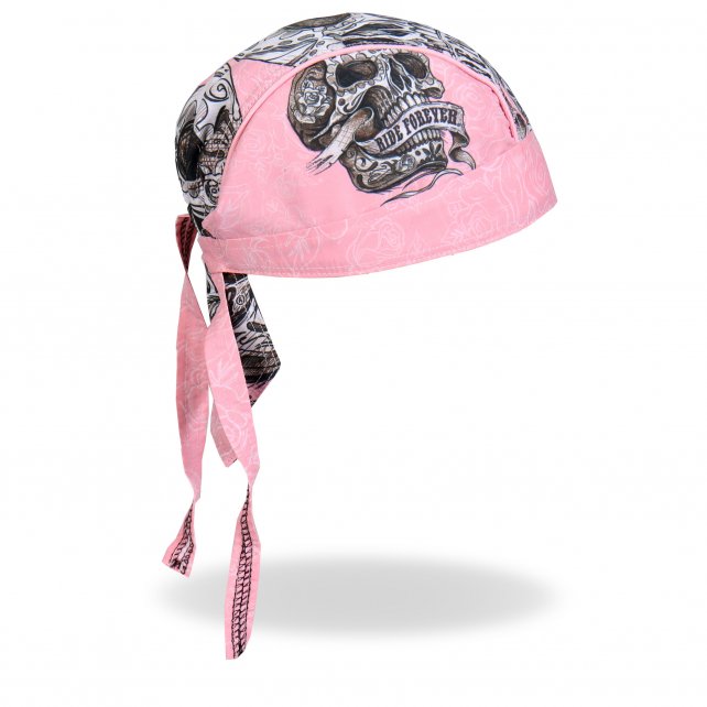 Premium Pink Skull Headwrap Du Rag for Motorcycle Riders - Stylish Bandana for Bikers, Cycling & Outdoor Adventures