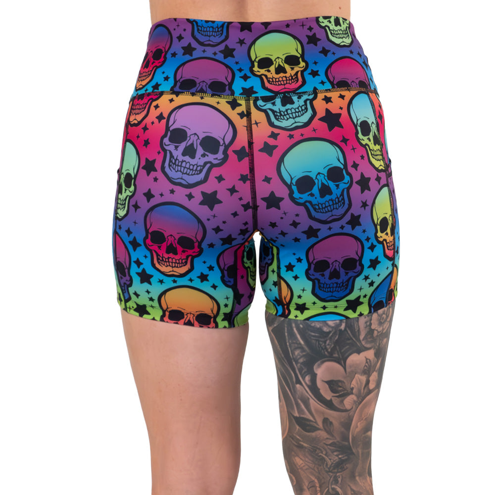 Psychedelic Skull Print Shorts for Men & Women - Trendy Summer Casual Wear - Perfect for Beach, Gym, and Street Style