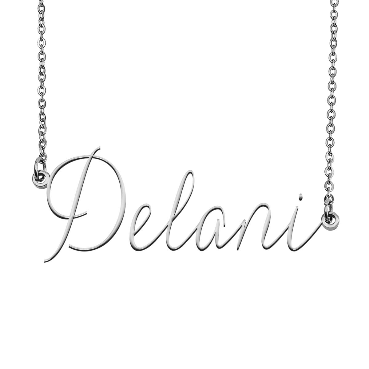 Delani Custom Name Necklace - Personalized Name Plate Jewelry for Women & Girls - Birthday Gift, Anniversary, Mother's Day - Perfect for Everyday Wear & Special Occasions