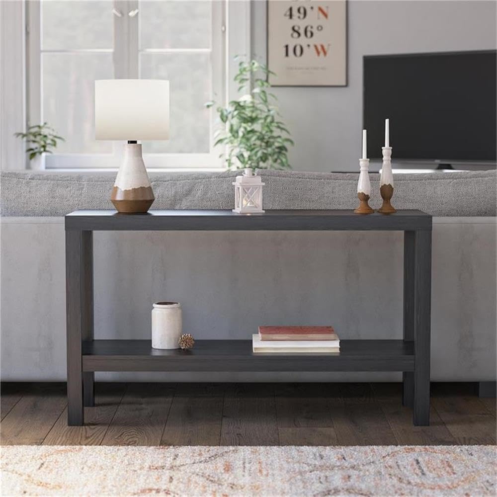 Ameriwood Home Ira Console Table - True Black Oak Finish, Entryway Sofa Table, Hallway Accent Furniture for Living Room & Bedroom Decor