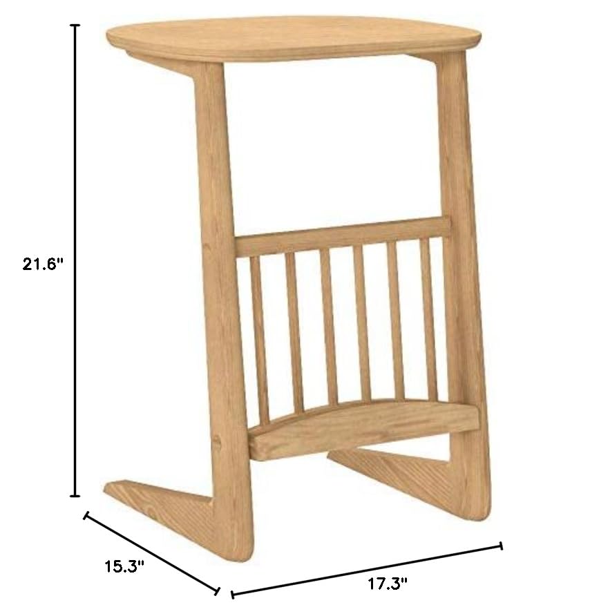 AZUMAYA Natural Ash Solid Wood Coffee Side Table with Magazine Rack - Modern Living Room & Bedroom Accent Table for Coffee, Books, and Decor - HOT-535NA