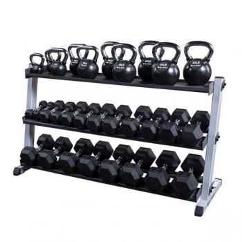 GKRT6B Heavy Duty Kettlebell Storage Rack - Wall Mounted or Free Standing Weight Rack for Home Gym, Garage, or Fitness Studio - Organize Dumbbells, Kettlebells & Workout Equipment