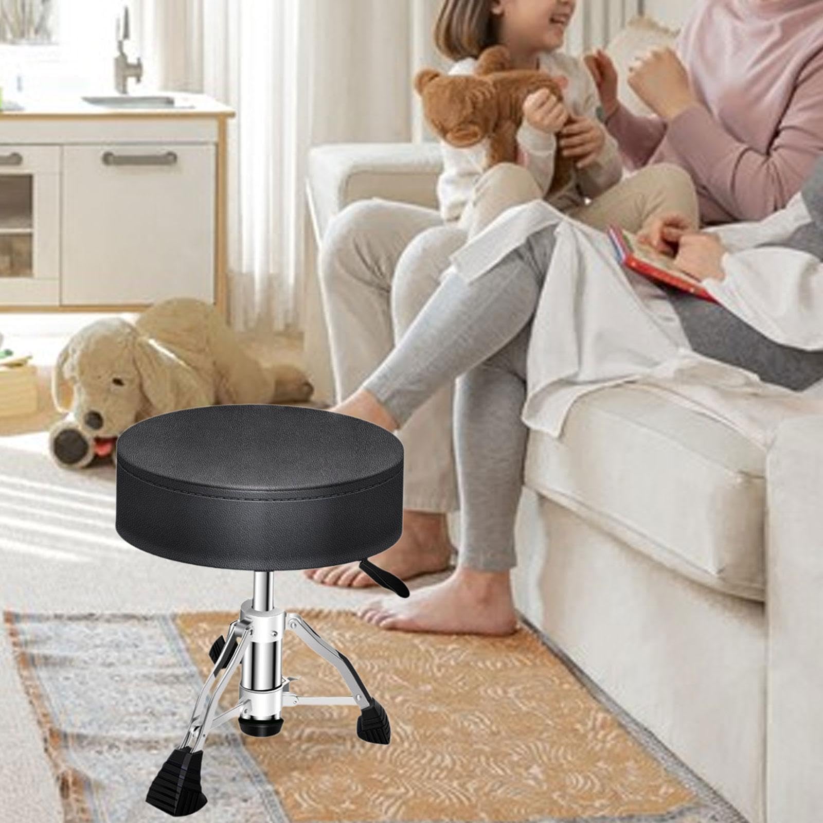 Premium Padded Drum Throne Stool - Adjustable Height, Portable & Durable Piano Bench for Kids & Adults - Perfect for Drum Kits, Music Practice, Home Studios & Live Performances