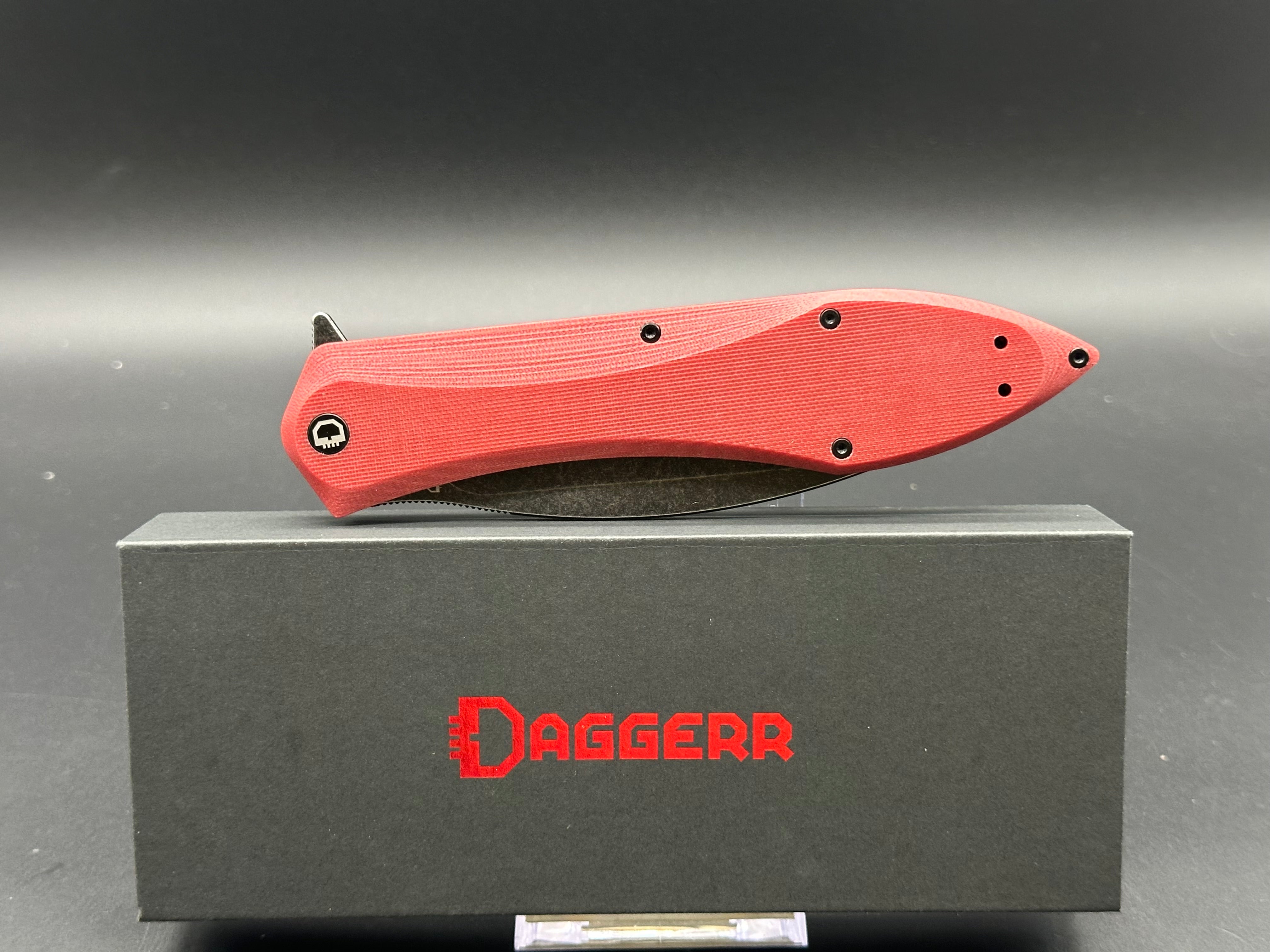Daggerr Voron Frame Lock Folding Knife - Burgundy G10 Handle, 5.2