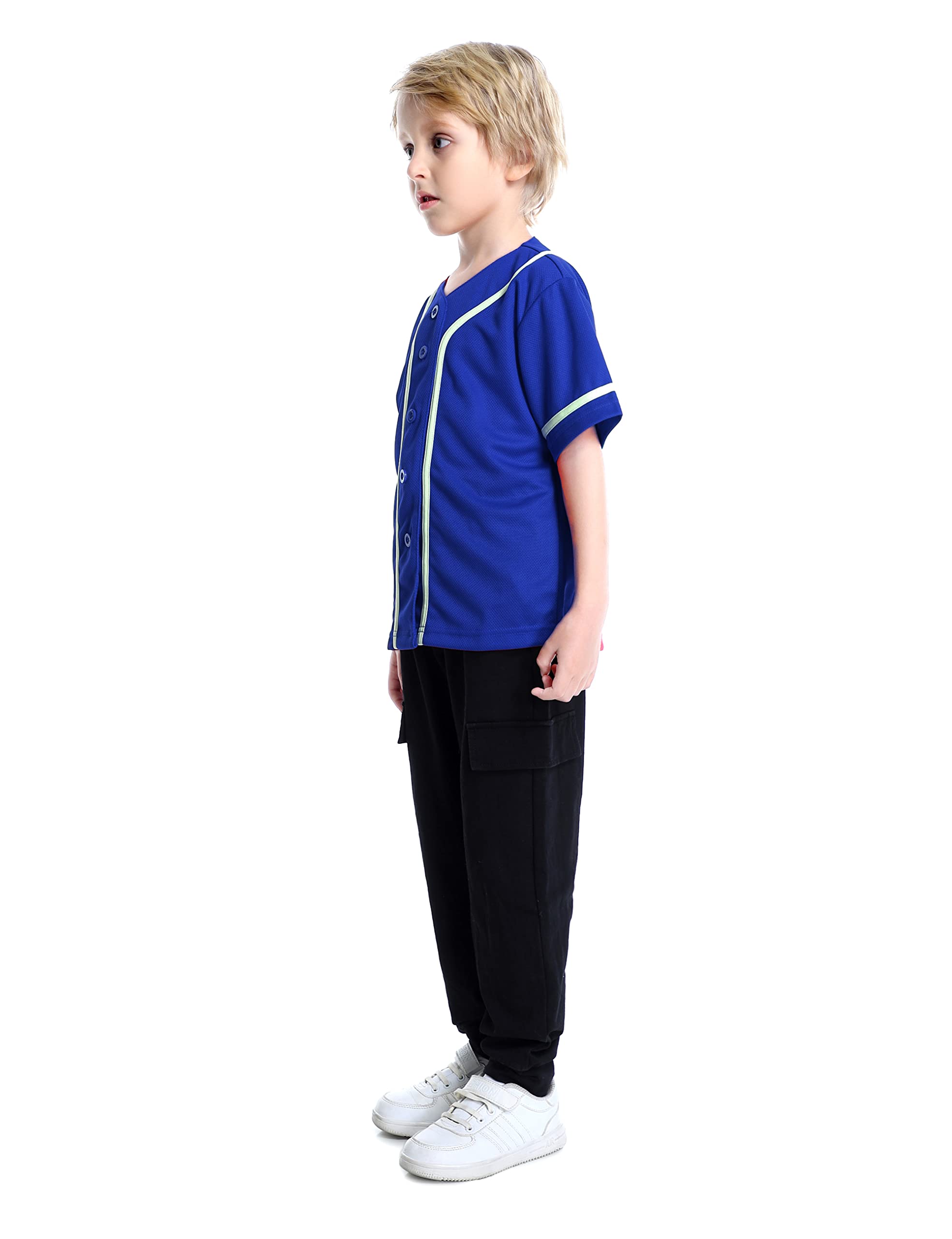 TopTie Boys Baseball Jersey - Kids Button Down Jersey T-Shirt for Baseball & Softball | Comfortable Youth Athletic Wear for Games, Practice & Team Uniforms