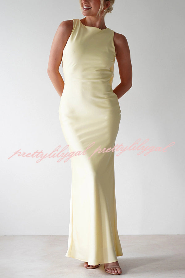 Elegant Solid Color Backless Lace-Up Slim Maxi Dress for Women - Perfect for Evening Parties, Weddings & Date Nights