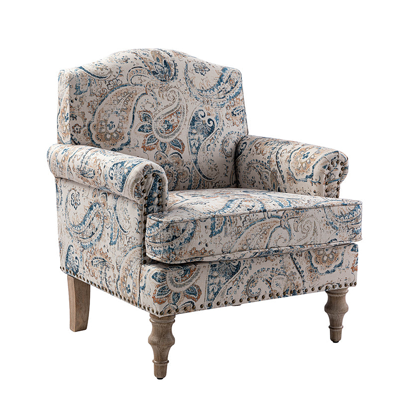 Raphael Farmhouse Armchair with Wooden Legs - Sturdy Frame Accent Chair for Living Room, Bedroom & Office (Multiple Styles Available)