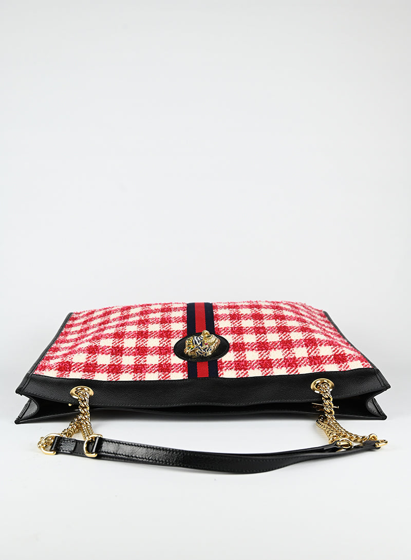 Gucci Red Tartan Fabric Shopper Bag - Stylish & Durable for Work, Travel & Everyday Use