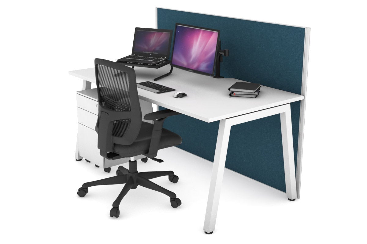 Horizon Quadro A Legs Office Desk - 1600L x 800W with Cable Management Scallop | Modern Workstation for Home Office, Study Room & Small Business Spaces
