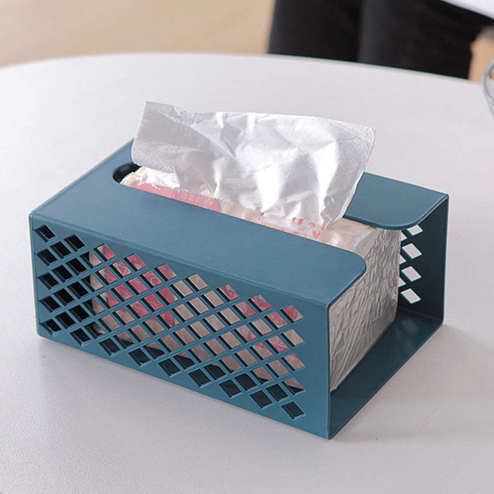 Wall Mounted Tissue Box Holder - Blue Bathroom & Kitchen Organizer for Home Use
