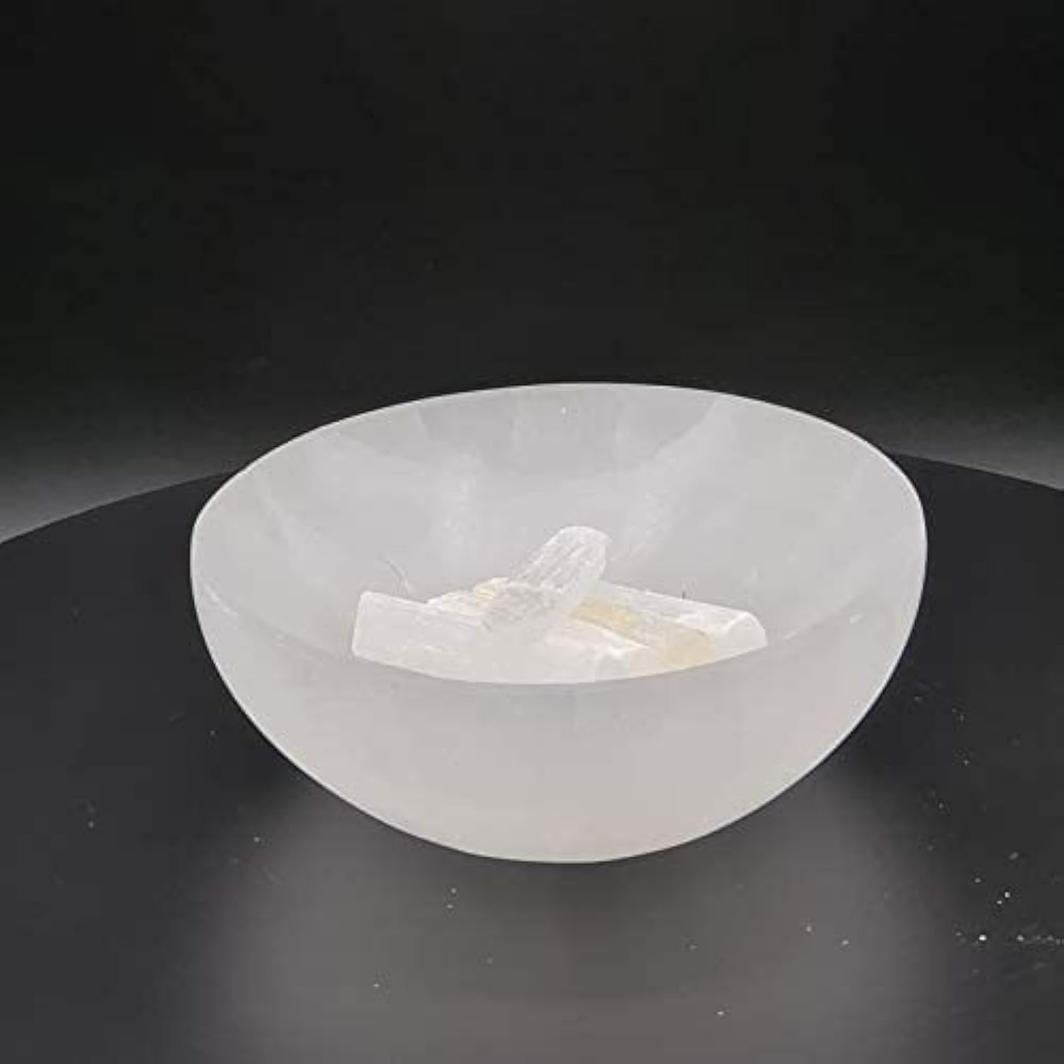 SPEXXI 10cm Selenite Crystal Bowl - Natural Healing Stone Round Bowl for Home Decor, Meditation, Yoga & Spiritual Healing | Perfect for Salt Holder, Jewelry Display & Zen Decorations