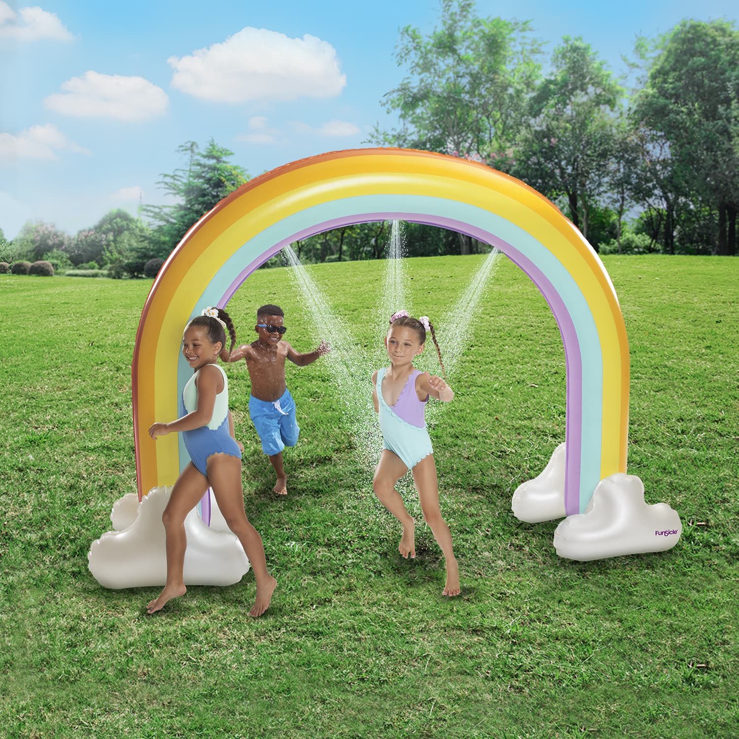 Funsicle Over the Rainbow Sprinkler - Colorful Kids Water Sprinkler Toy for Outdoor Summer Fun | Perfect for Backyard Play, Pool Parties & Garden Activities