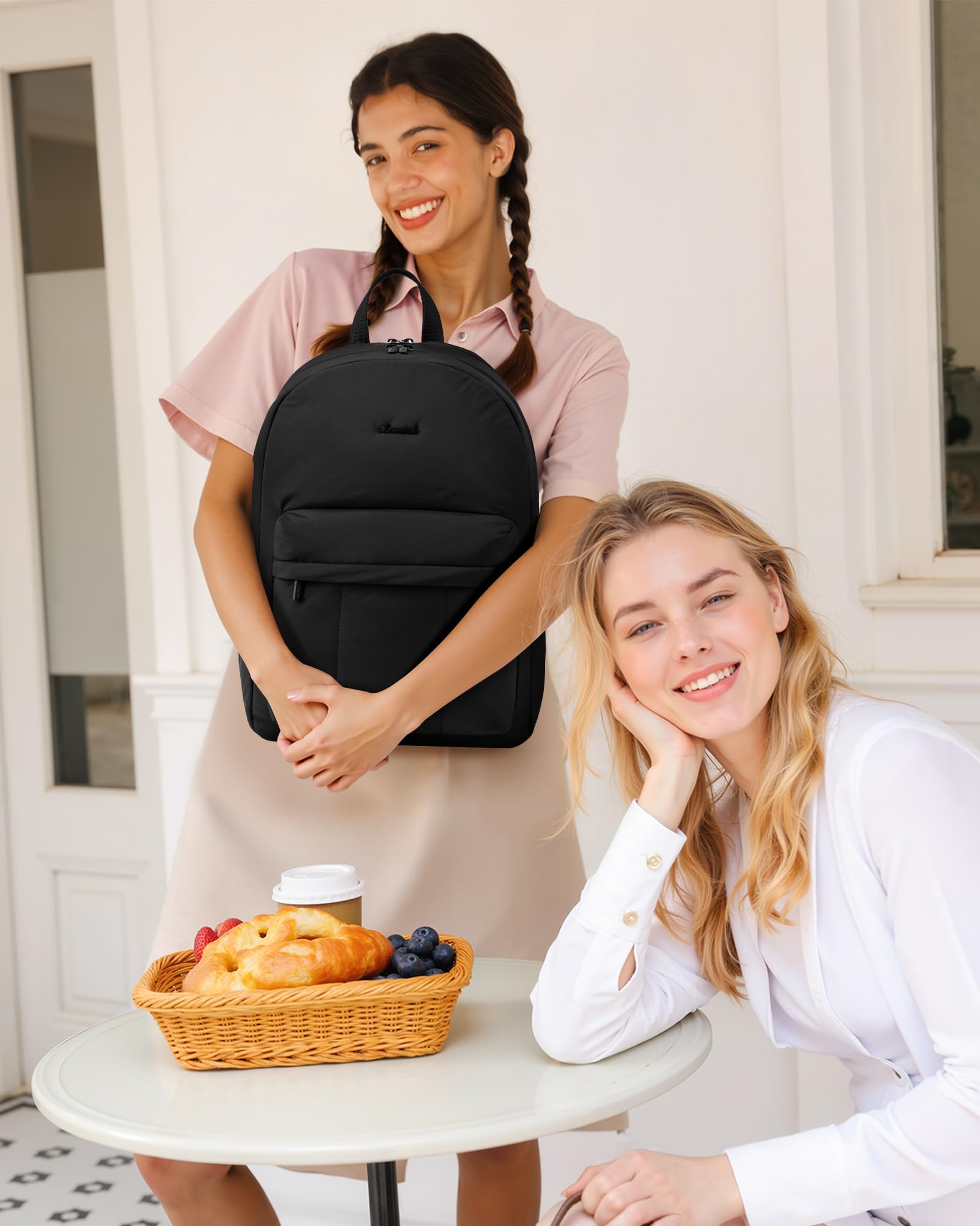 LOVEVOOK Lightweight Puffy Laptop Backpack for Women - Waterproof Quilted 15.6 Inch Computer Bag, Cute Teacher Nurse Work Purse, Casual Daypack for Travel, Office, School & College