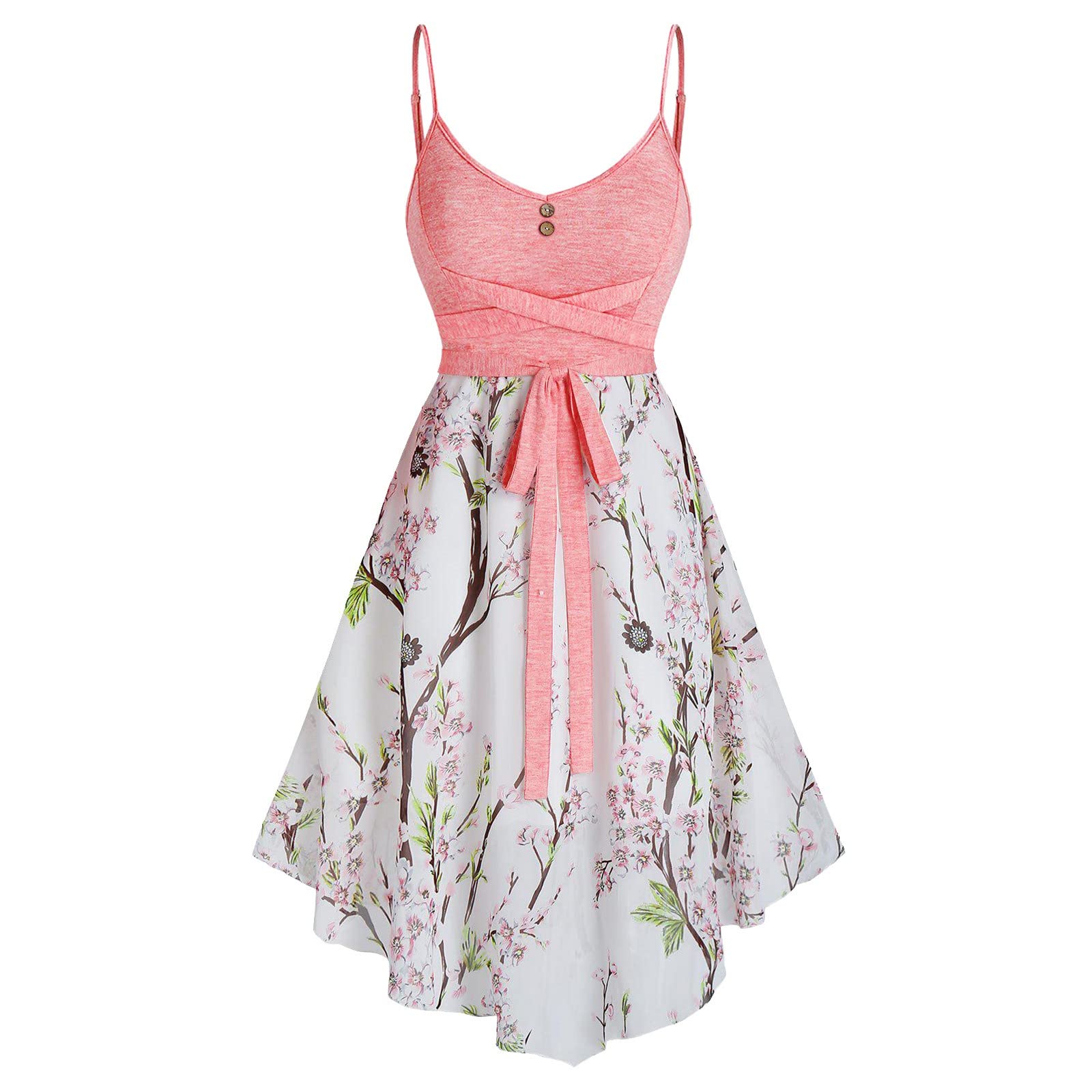 Women's Retro Sling Dress - Cute Printed Sleeveless Skirt Dress for Beach Vacation, Summer Outfits & Casual Wear