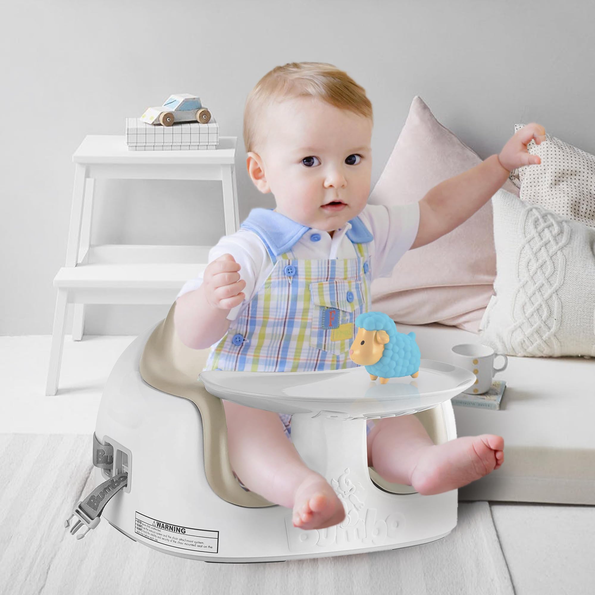 Bumbo 3-in-1 Adjustable Baby High Chair & Booster Seat with Removable Tray & Safety Strap for Toddlers 1-3 Years - Taupe (2 Pack) - Perfect for Feeding, Playtime & Travel