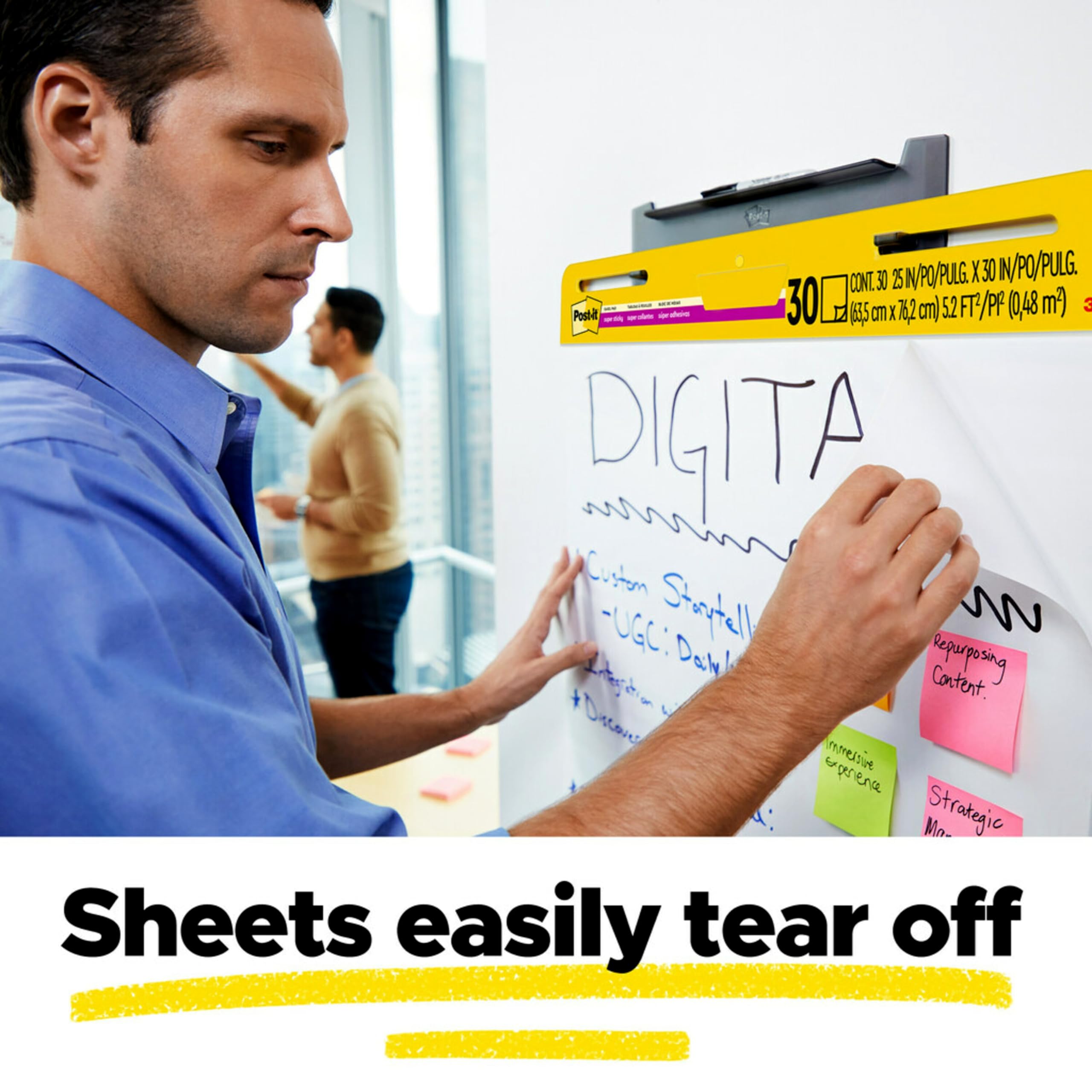 Post-it Super Sticky Easel Pad - 25 x 30 Inches Large White Premium Flip Chart Paper, 30 Sheets/Pad, 6 Pads Pack (559VAD6PK) - Perfect for Office Meetings, Classroom Presentations & Creative Brainstorming Sessions