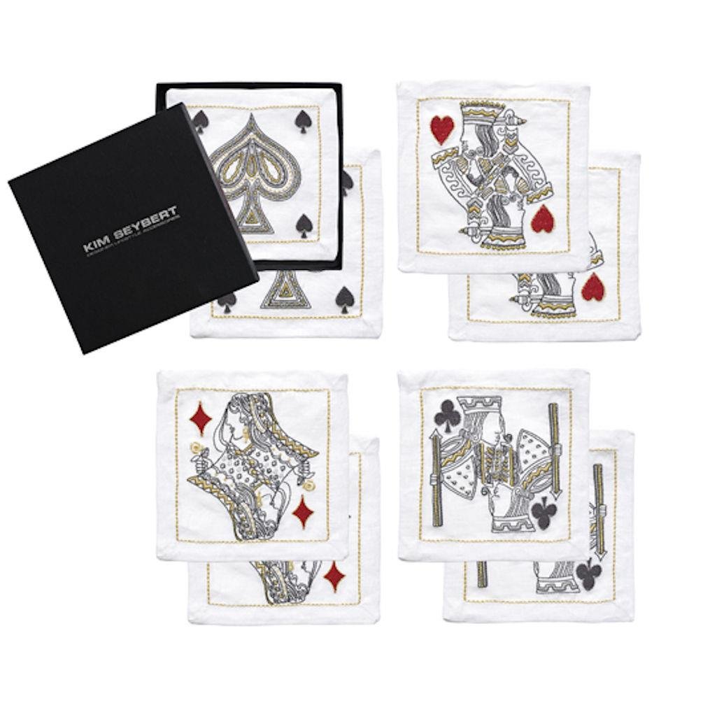 Kim Seybert House of Cards Cocktail Napkins - Premium Gift Box Set of 8 Elegant Napkins for Parties, Weddings & Entertaining - Luxury Paper Cocktail Napkins for Drinks & Appetizers