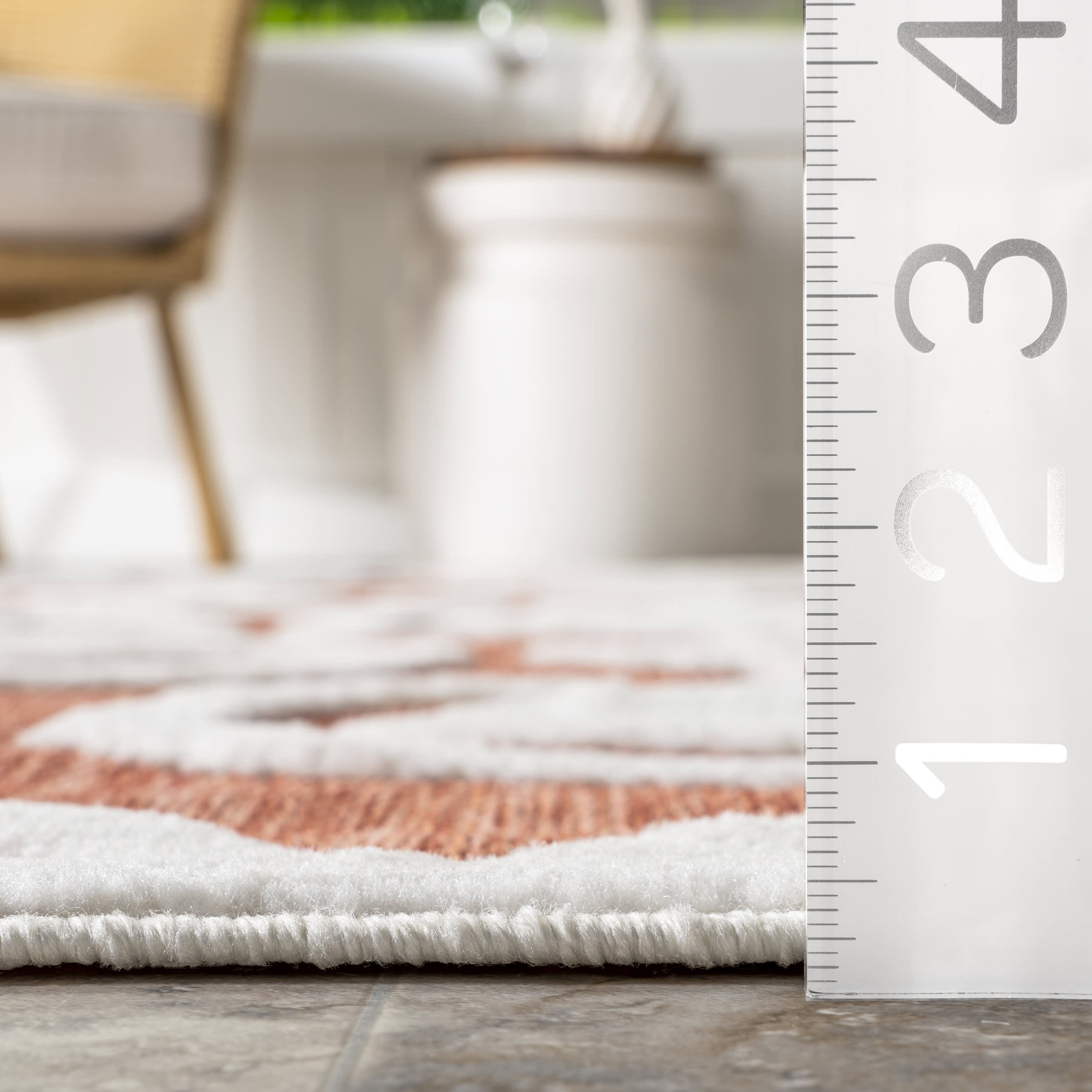 Bernita Modern Geometric Area Rug - Non-Slip Indoor Outdoor Carpet for Living Room, Bedroom, Patio - Brick Red Pattern Home Decor with Skid-Resistant Backing | Perfect for Home, Office, and Outdoor Spaces