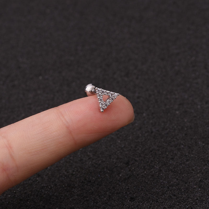 16G Triangle Round Cartilage Sleeper Earrings - Hypoallergenic Surgical Steel Piercing Jewelry for Helix, Tragus, and Conch - Perfect for Everyday Wear and Nighttime Comfort