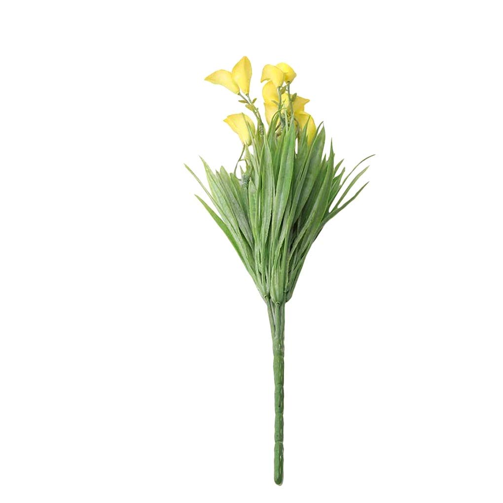 2 Pack Artificial Green Fern Plants - 5 Branches Fake PVC Ferns for Wedding, Party, Home, Office & Hotel Decor (Yellow) | Perfect for Centerpieces, Table Settings & Indoor Greenery