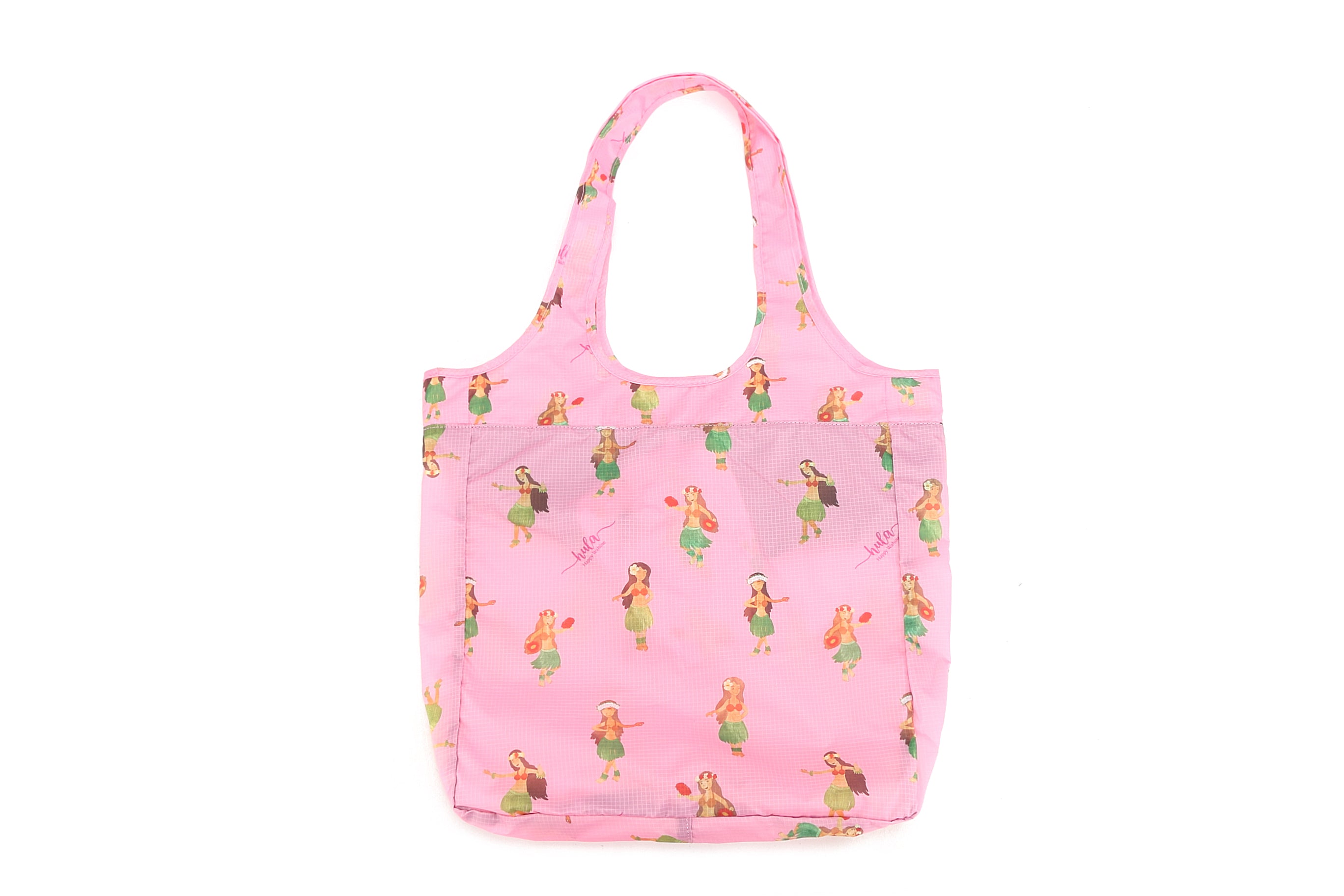 Foldable Tote Bag with Jacqueline Hula Girl Design in Pink - Perfect for Beach, Shopping & Travel Accessories