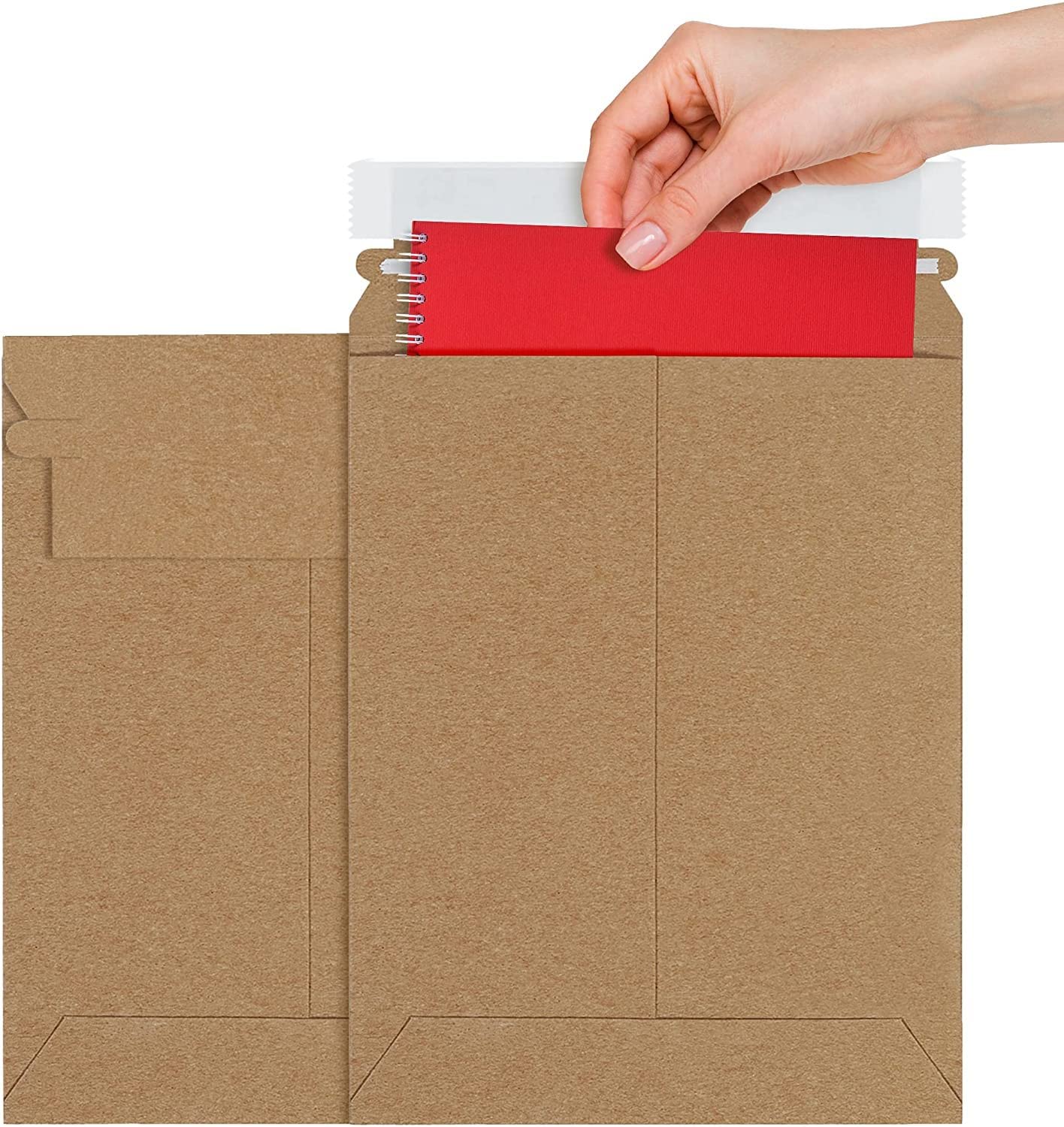 APQ 7x9 Inch Kraft Cardboard Mailers - Pack of 100 | Durable Rigid Photo Envelopes with Tear-off Strip & Strong Glue | Odorless, Recyclable, Stay-Flat Design | Perfect for Shipping Photos, Artwork, Documents & Small Packages