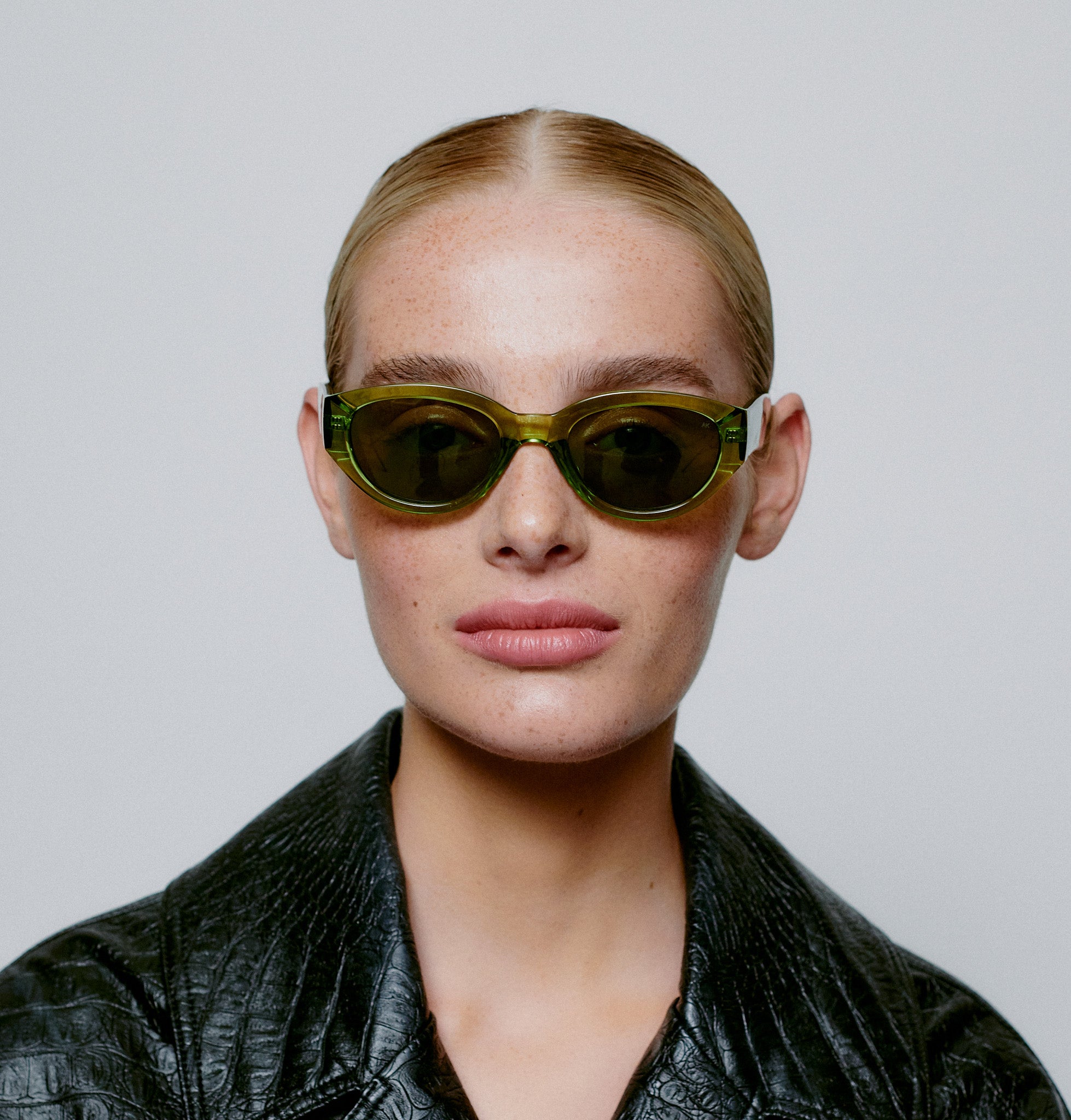 A. Kjaerbede Winnie Light Olive Transparent Sunglasses - Stylish & UV Protection for Outdoor Activities & Beach Vacations