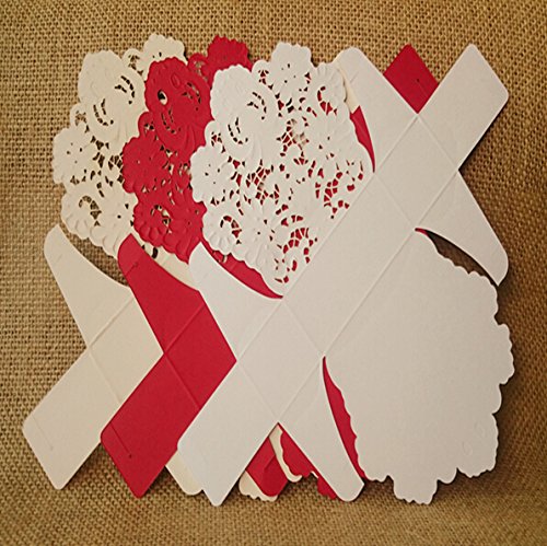150 Gold/Red/White Wedding Favor Candy Boxes - Elegant Wedding Party Favors, Bridal Shower Gifts & Decoration - Perfect for Wedding Receptions, Anniversary Celebrations and Special Events