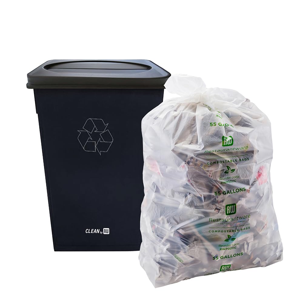 Restaurantware RW Clean 1 Swing Top Trash Bin Lid - Fits 23 Gallon Trash Can, Heavy-Duty Black Plastic Lid with Two Flaps (Lid Only, Waste Basket Sold Separately) - Perfect for Commercial Kitchens, Restaurants & Office Waste Management