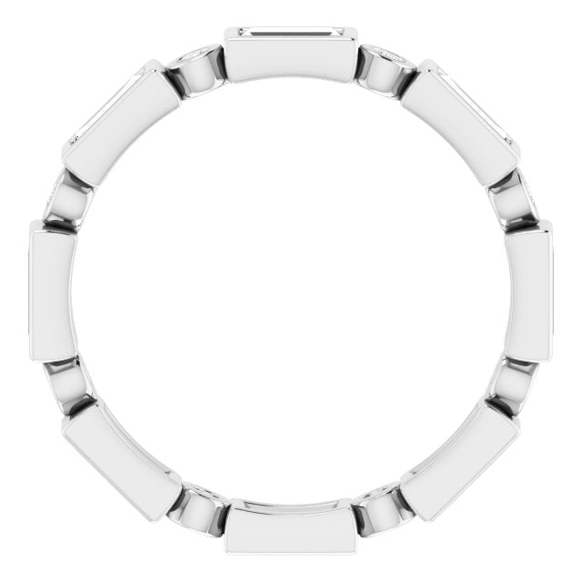 1.24 Carat Straight Baguette & Round Diamond Eternity Band - Elegant Wedding Ring for Women, Perfect for Anniversaries & Special Occasions