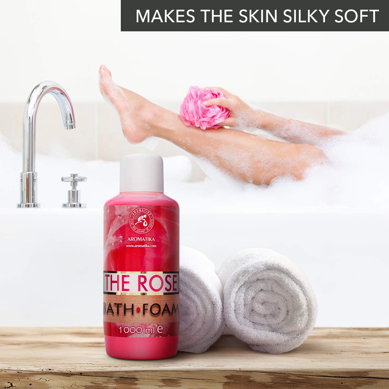 1000ml Rose Essential Oil Bath Foam for Relaxation & Beauty | Aromatherapy Bubble Bath for Spa, Good Sleep & Wellness | Perfect for Home Spa Nights & Stress Relief