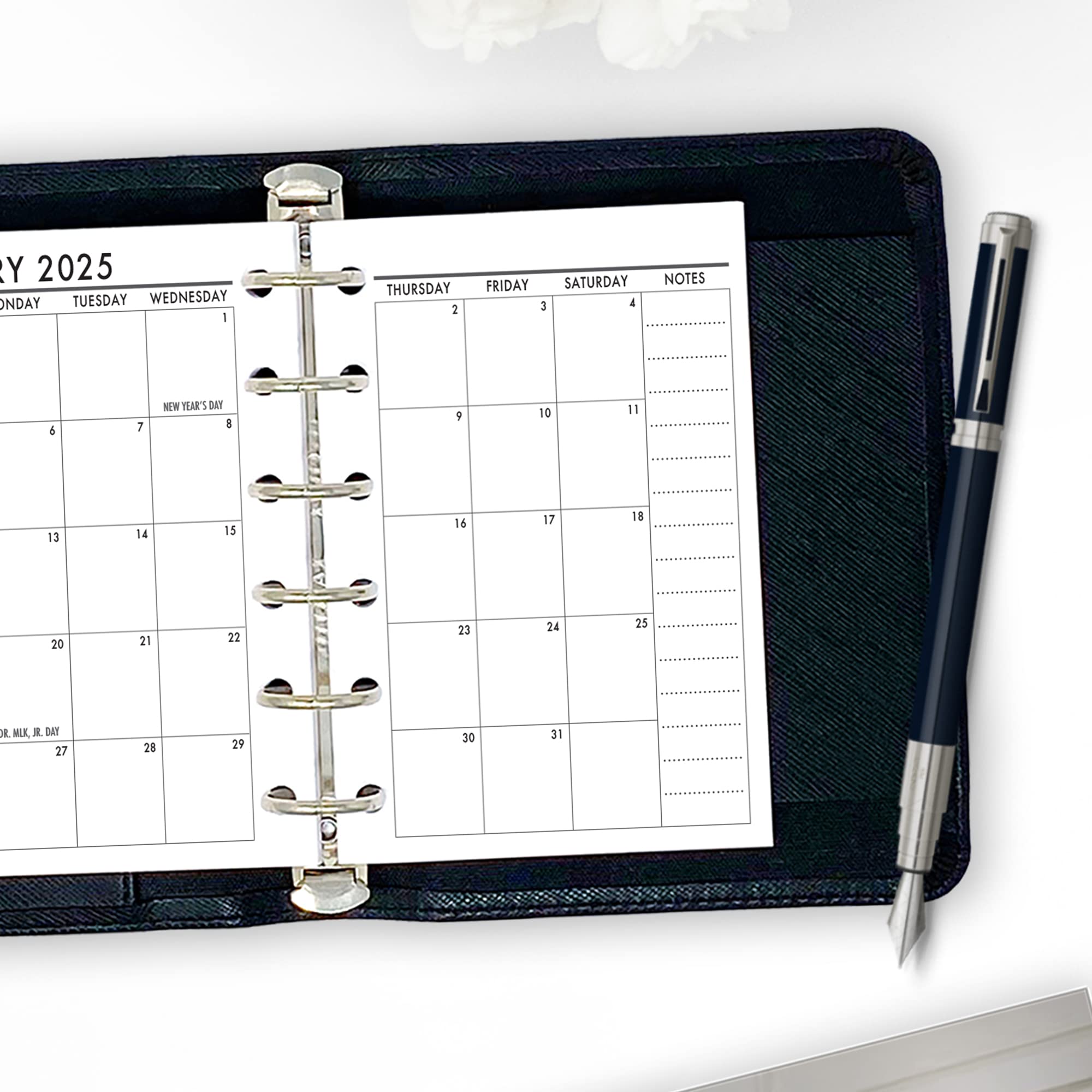 2025 Monthly Planner Refill - January to December Pocket Calendar, 3.2