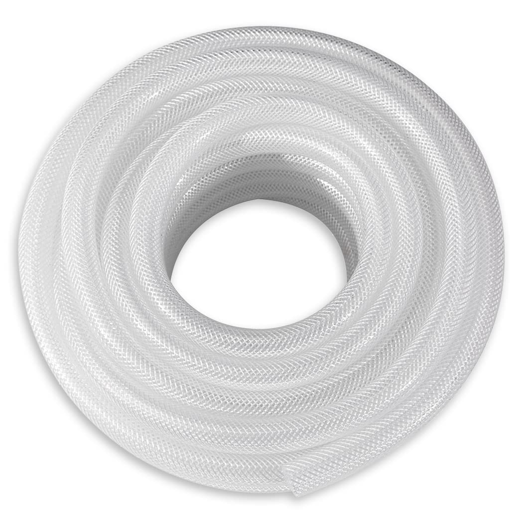 DAVCO 3/4 Inch ID × 25 ft Clear Reinforced PVC Hose - High Pressure Flexible Vinyl Tubing for Water Transfer, Aquariums, Hydroponics & Industrial Use