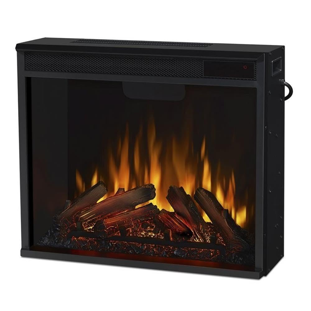 BOWERY HILL 1500W Black Electric Fireplace Heater with Remote Control, Adjustable LED Flame, Steel Firebox Mantel - Perfect for Living Room, Bedroom & Office Heating