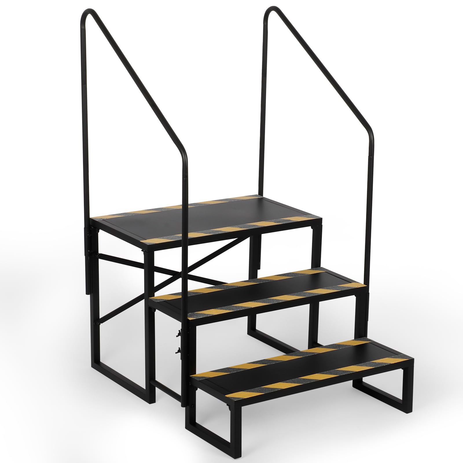 3 Step RV Stairs with Handrails - Heavy Duty Outdoor Steps for Travel Trailers, Motorhomes, Boats, Hot Tubs & Porches | Non-Slip Camper Stairs for Safe Entry & Exit