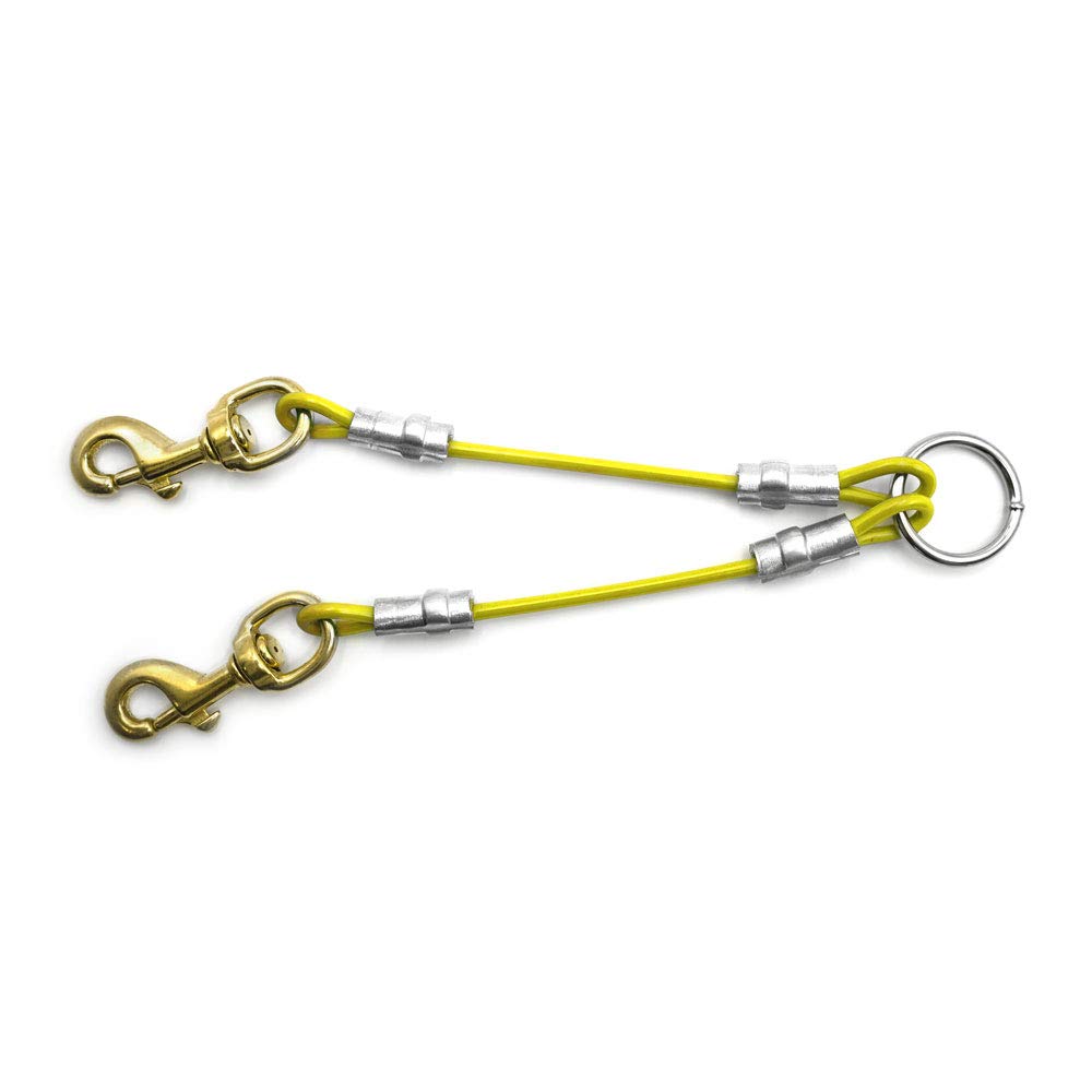 Durable Yellow Dog Leash Splitter Coupler for 2 Dogs - Walk Two Dogs Together Easily - Perfect for Hiking, Park Adventures & Daily Walks