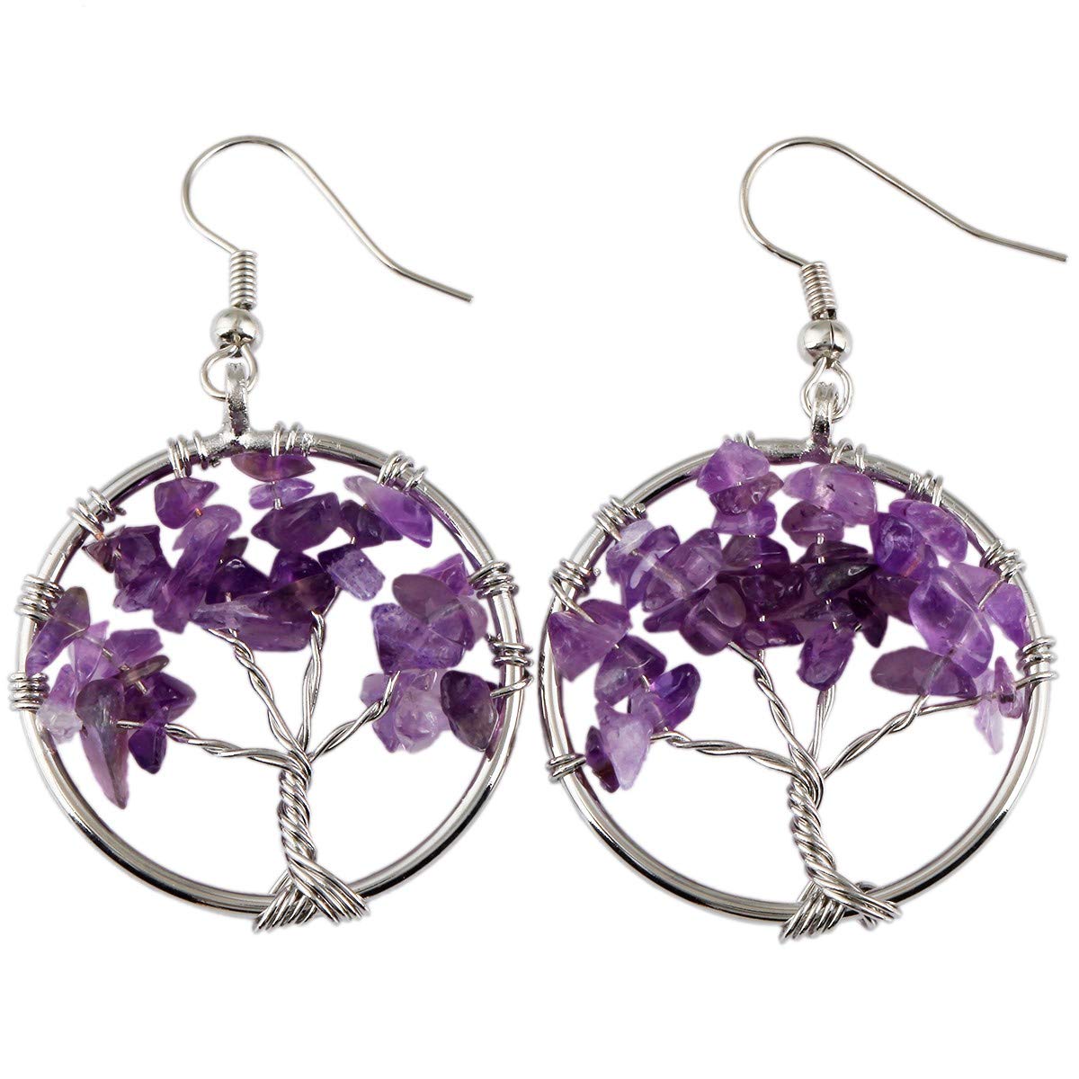 Nupuyai Crystal Dangle Earrings for Women - Elegant Tumbled Stone Hook Earrings | Perfect for Parties, Weddings & Everyday Wear