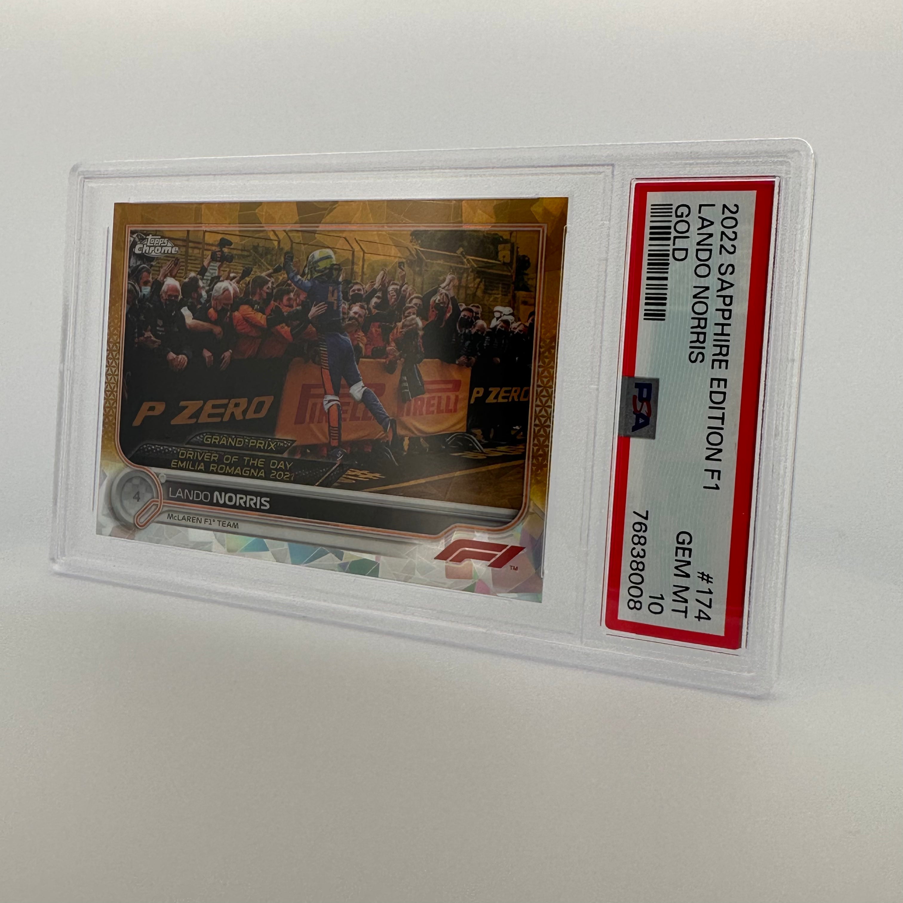 PSA 10 Lando Norris #174 Sapphire Edition Gold Trading Card 28/50 - Collectible F1 Racing Memorabilia for Fans & Investors