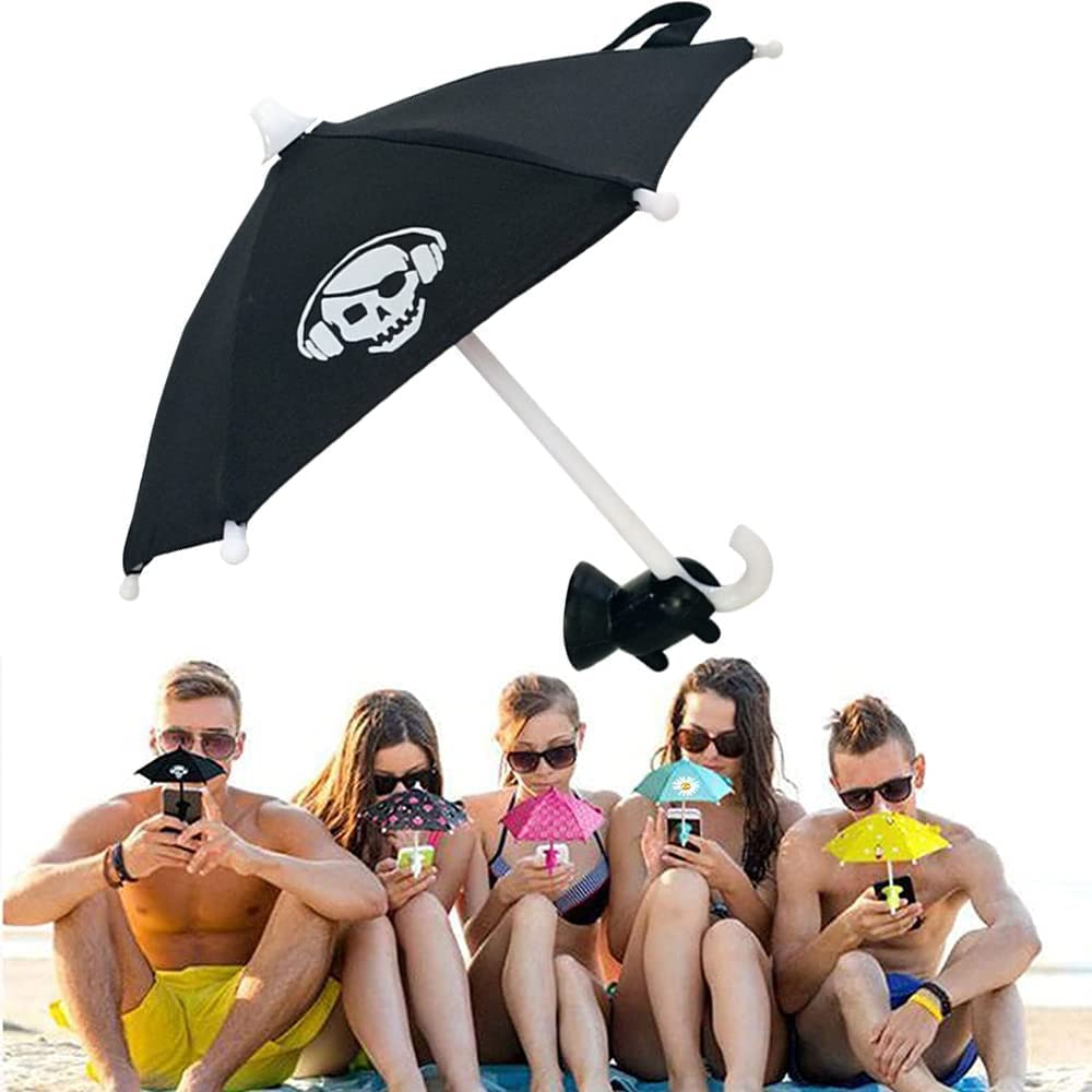 Universal Adjustable Phone Umbrella Stand with Suction Cup Mount - Sun Shade Cover & Sun Shield for Smartphones (Black) | Perfect for Outdoor Activities, Beach, Travel, and Sun Protection