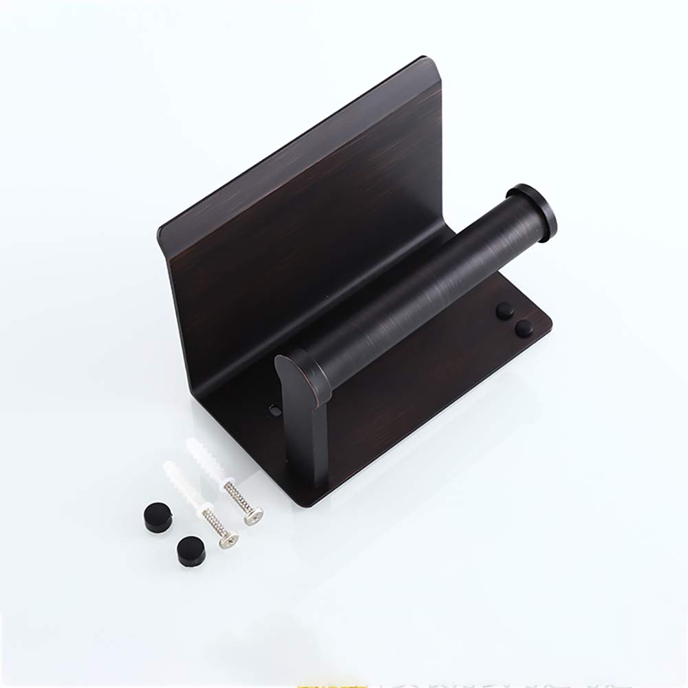 Wall Mounted Toilet Paper Holder with Shelf - Aluminum Bathroom Tissue Roll Dispenser & Phone Storage Organizer for Bathroom, Kitchen, Hotel - Black Ancient Finish (Drilling Required) | Perfect for Small Spaces & Modern Home Decor