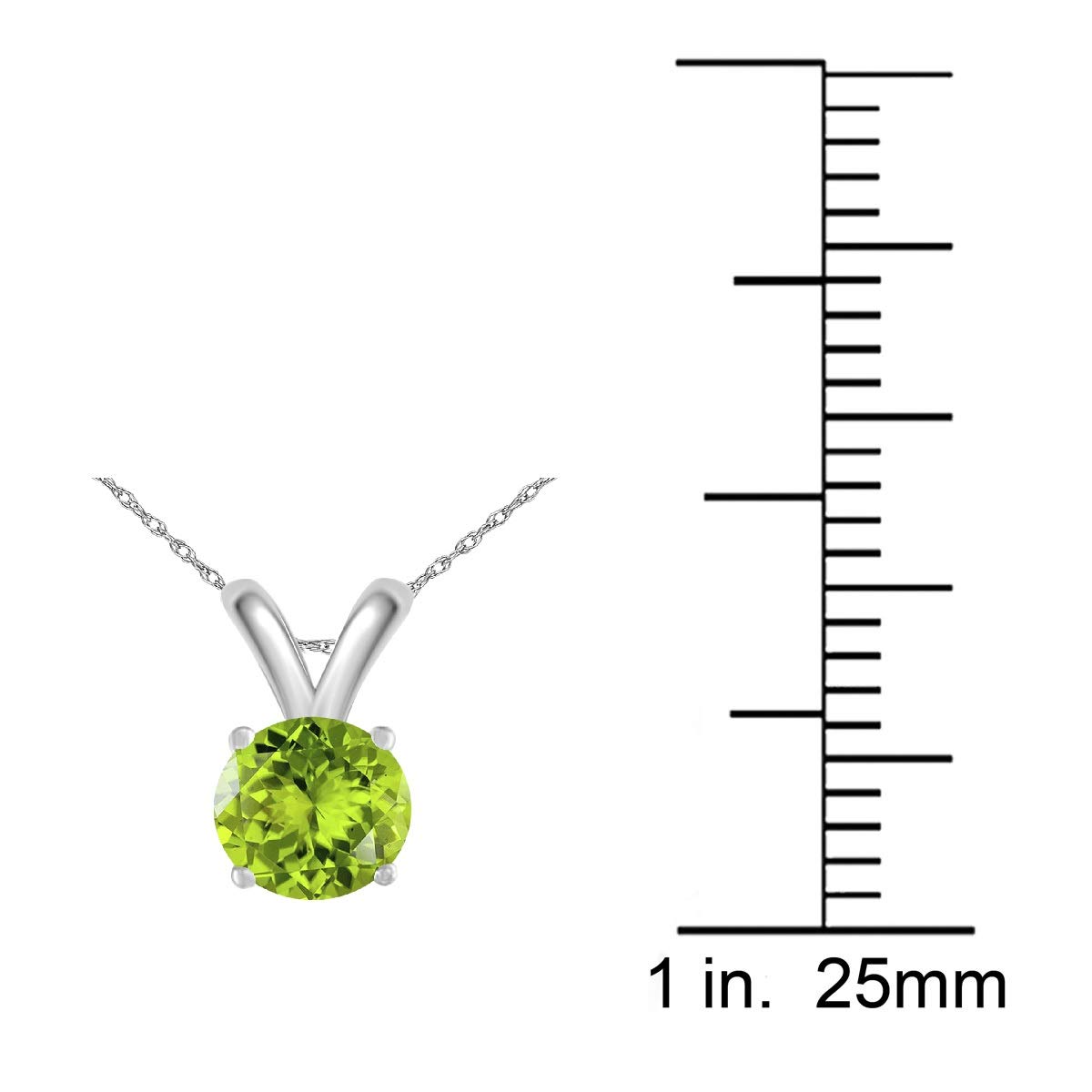 0.25Ct Round Peridot Pendant Necklace in 14k White Gold (4mm) - Elegant Valentine's Day Gift for Her, Anniversary Present, Birthday Jewelry - Perfect for Romantic Occasions & Special Celebrations