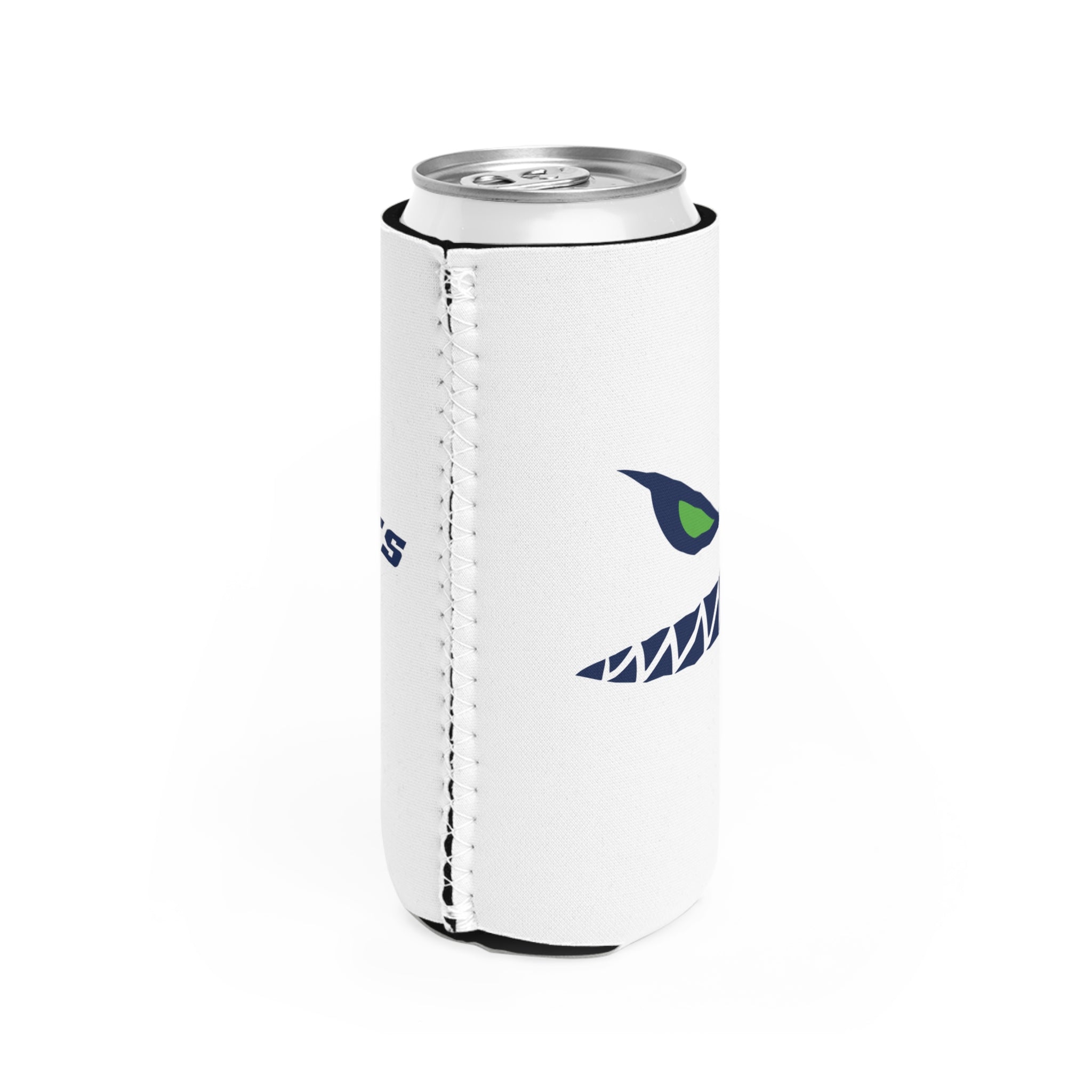 Seawolves White 12oz Slim Koozie Can Cooler - Insulated Beer & Soda Holder for Camping, Beach & Tailgating