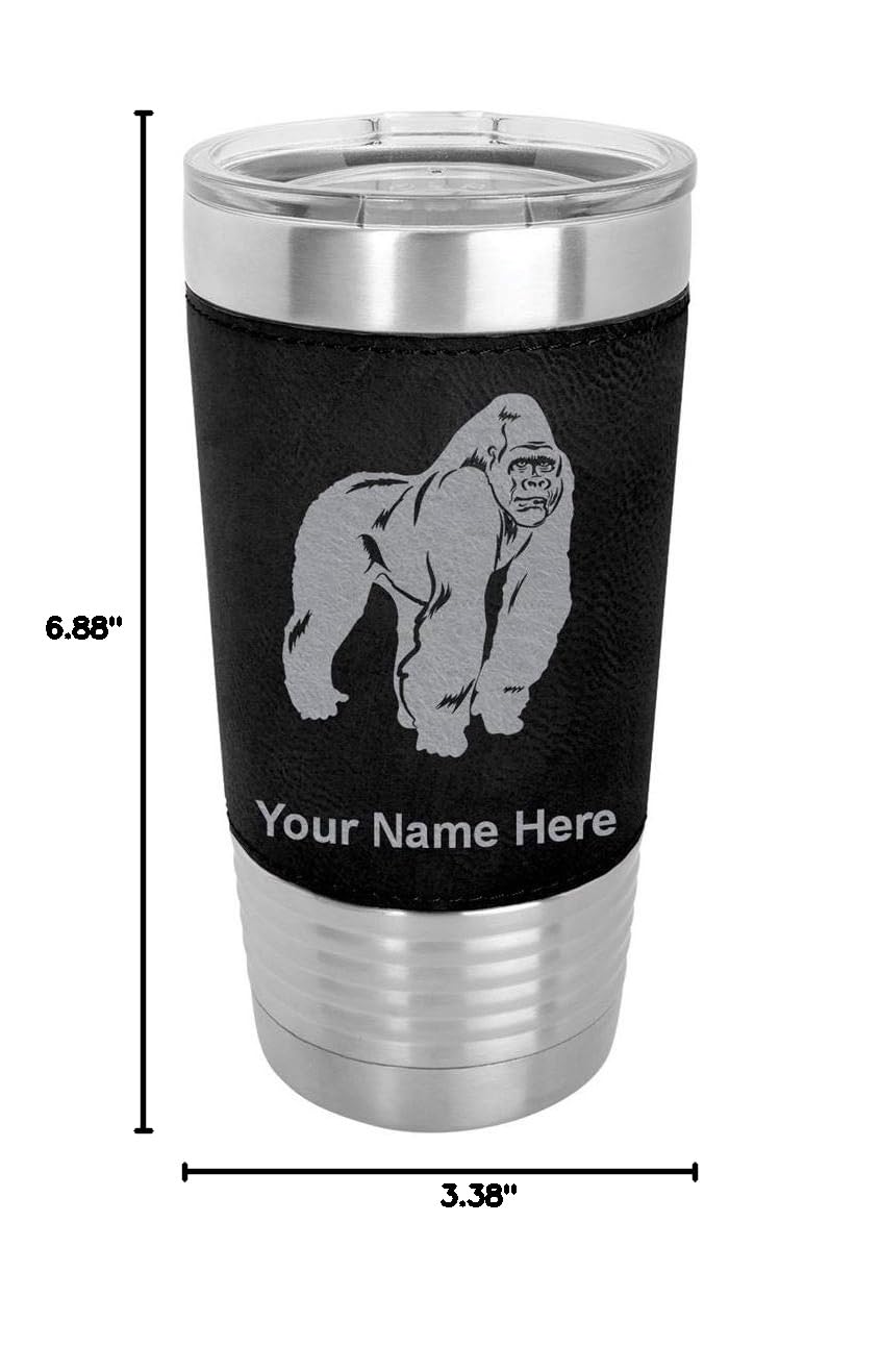 LaserGram 20oz Vacuum Insulated Stainless Steel Tumbler Mug with Personalized Engraving - Leakproof Travel Coffee Cup for Hot & Cold Drinks - Perfect for Office, Gym, Camping & Outdoor Activities (Faux Leather, Black)