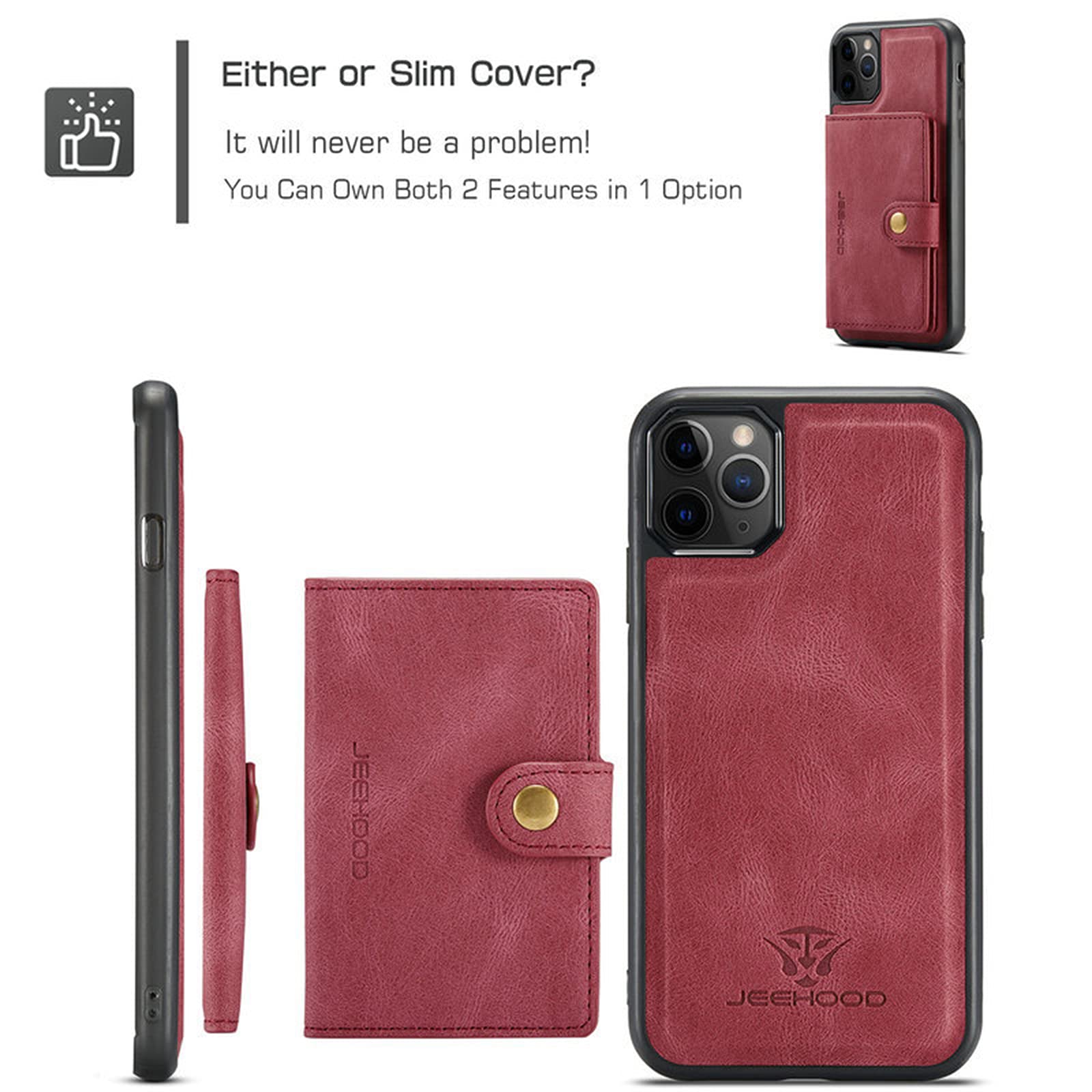 Premium iPhone 13 Pro Max Wallet Case with 4 Card Slots & 2 Bill Compartments - Magnetic Wireless Charging Compatible Slim Protective Phone Cover for Everyday Use, Travel & Business