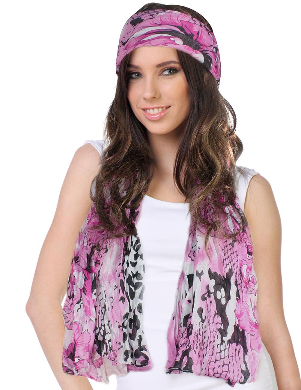 Stylish Rose Leopard Print Chain Link Scarf Sarong - Fashionable Wrap for Beach, Pool, and Streetwear Outfits