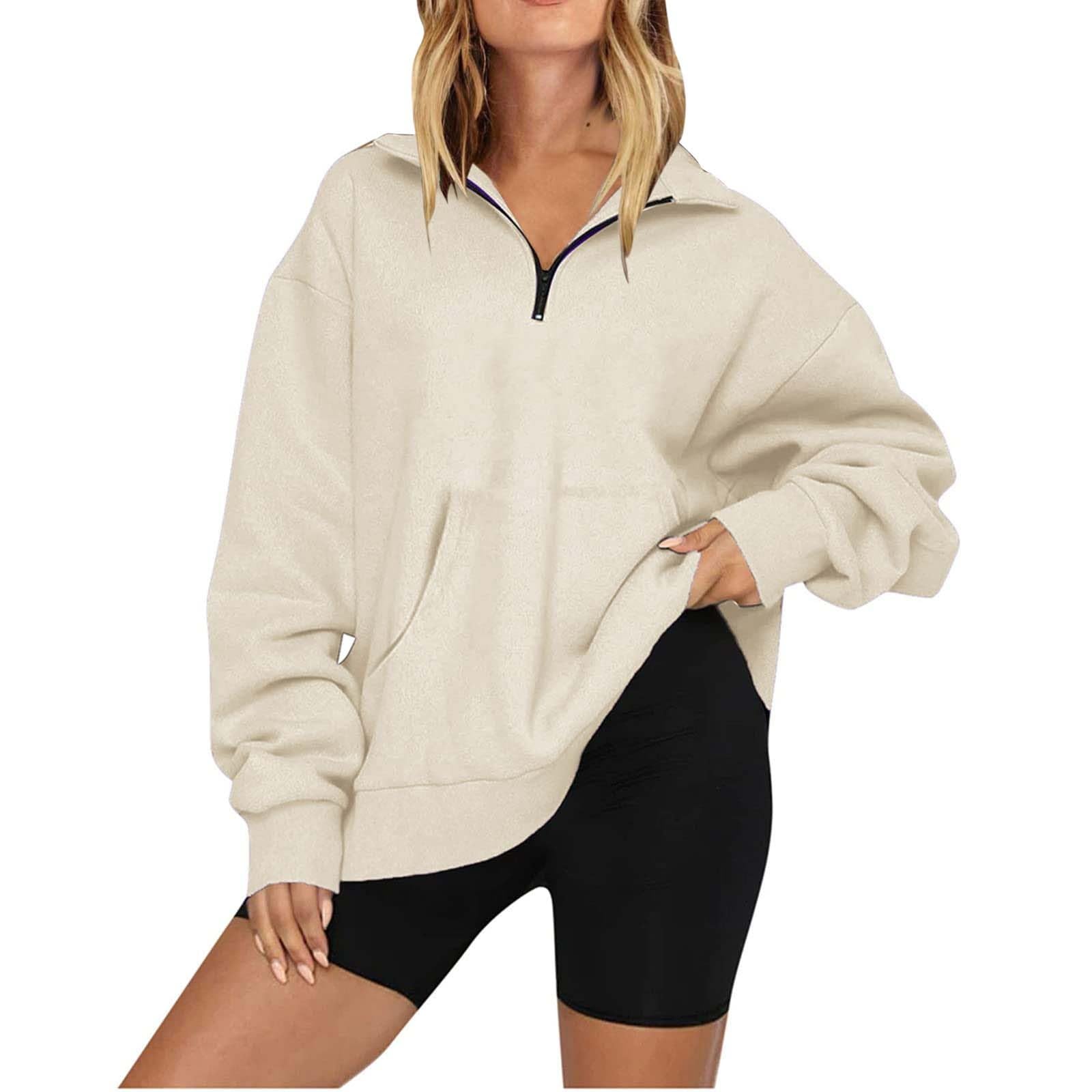 VREWARE Women's Oversized Half Zip Sweatshirt Hoodie - Quarter Zip Pullover Fleece Top for Fall & Winter 2024 - Cozy Casual Outfit for Work, Travel and Everyday Wear