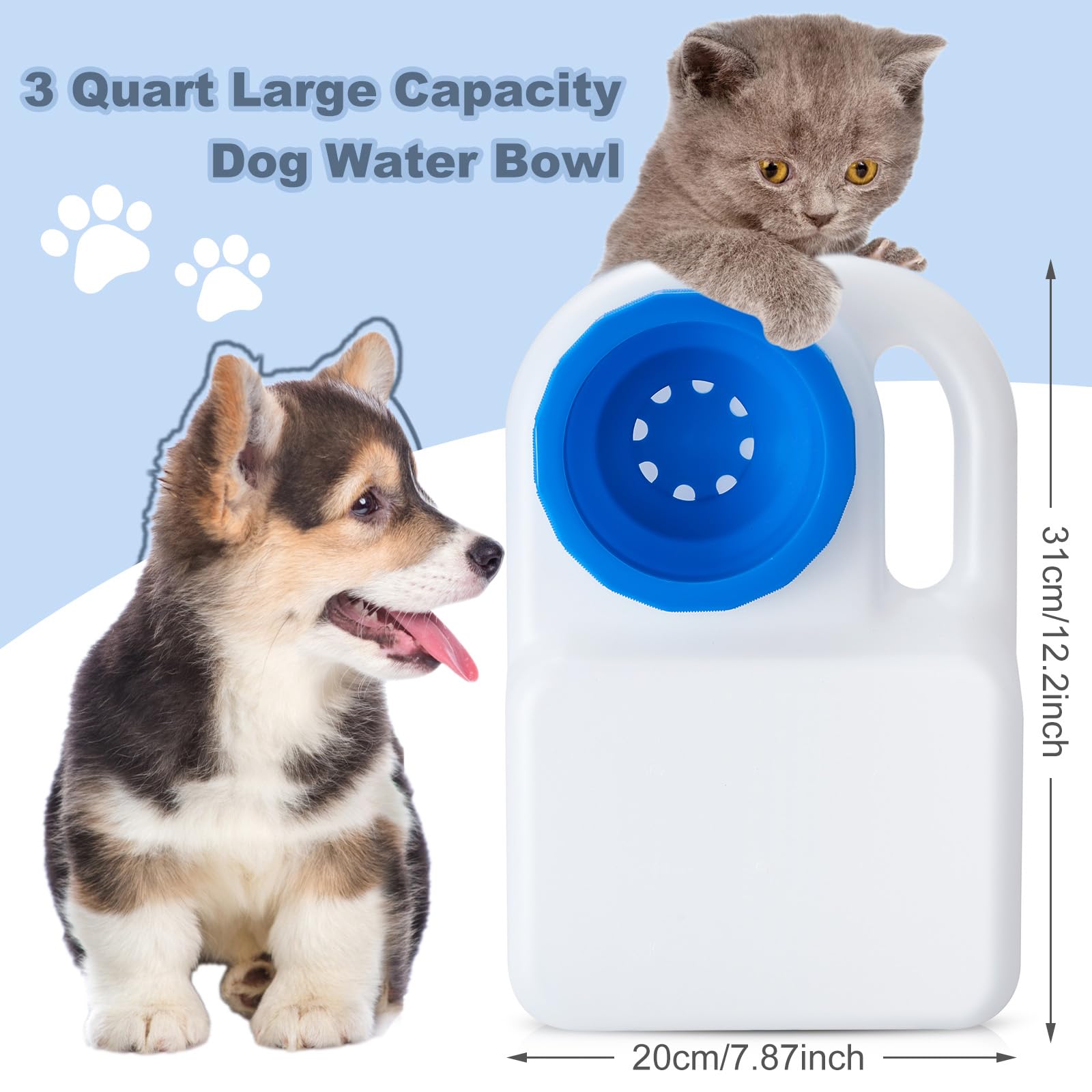 2 Pack 3 Quart Portable No Spill Dog Water Bowl - Collapsible Travel Pet Bowl for Small & Large Dogs, Cats - Ideal for Camping, Hiking, Road Trips & Outdoor Adventures