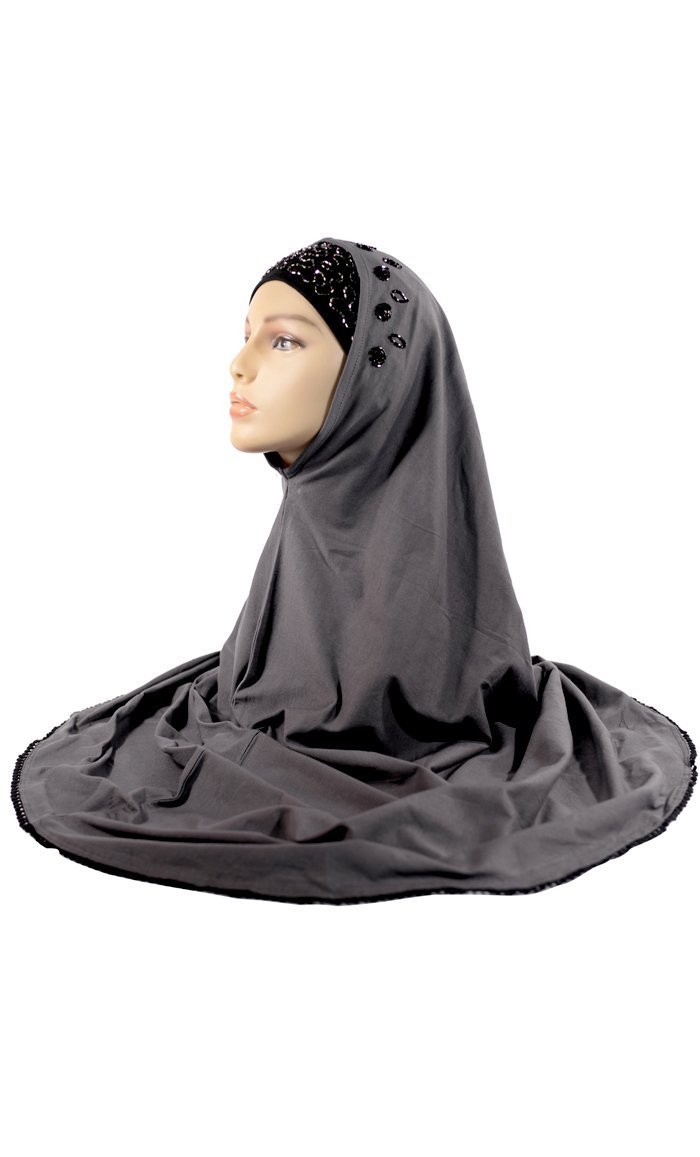 Al Amairah Beads Embroidered Hijab Stole - Elegant Muslim Women's Scarf for Prayer, Modest Fashion & Special Occasions