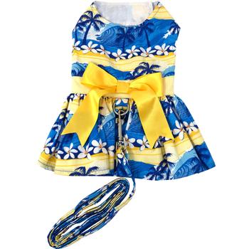 Cute Dog Dress with Matching Leash - Summer Beach Outfit for Small Medium Dogs - Perfect for Beach Trips, Photo Shoots & Outdoor Adventures